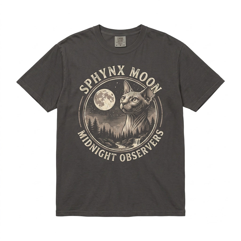 Vintage 90s Retro Sphynx Cat Howling At Full Moon Graphic Mom Gift Unisex TShirt
