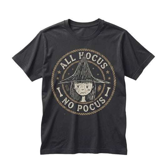 All Hocus No Pocus Witch Aesthetic Funny Meme Halloween Spooky Costume Skeleton Graphic Unisex TShirt