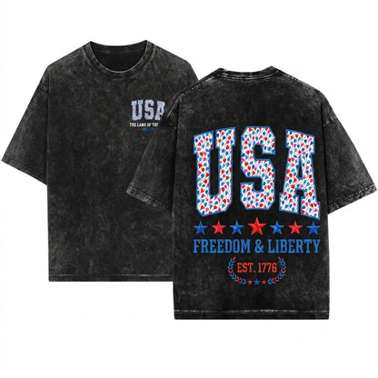 Faux Embroidery USA Est 1776 Preppy Patriotic Heart Balloon Varsity 4th of July Red White Blue Graphic Digital File Unisex Wash