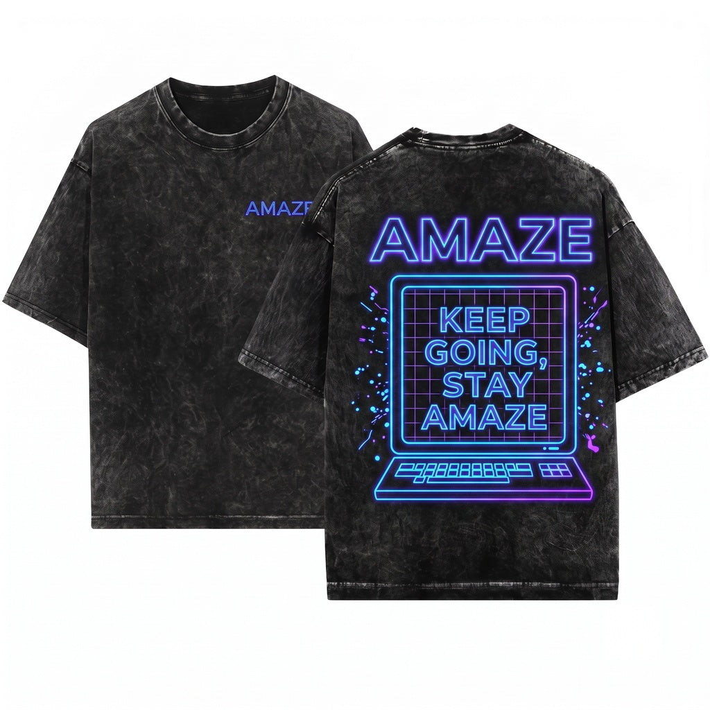 Project Hail Mary Amaze Embroidered Minimal Sci-Fi Movie Space Quote Fan Gift Unisex Wash T-Shirt