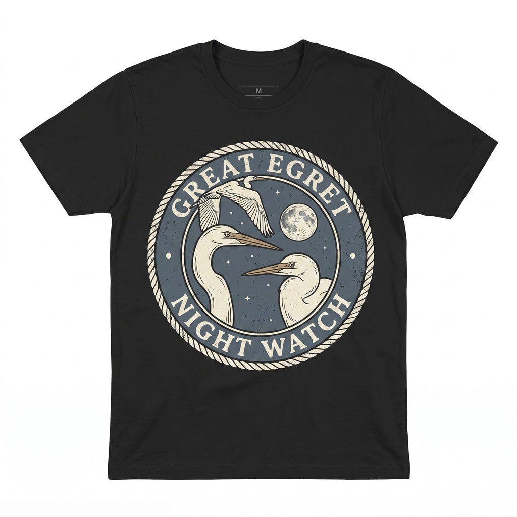 Three Great Egret Howling Wolf Parody 90s Vintage Aesthetic Graphic Retro Water Bird Funny Irony Gift Unisex TShirt