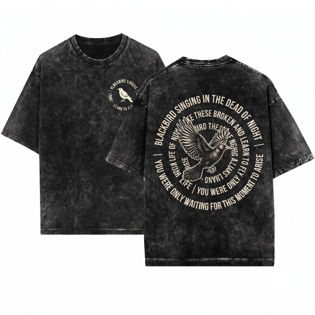 Blackbird Singing In The Dead Of Night Lyrics Classic Rock Music Tee Unisex Wash T-Shirt
