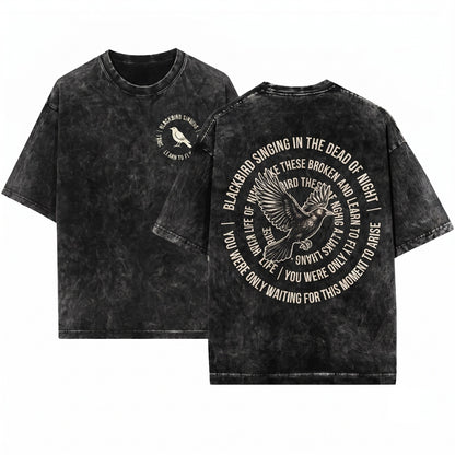 Blackbird Singing In The Dead Of Night Lyrics Classic Rock Music Tee Unisex Wash T-Shirt
