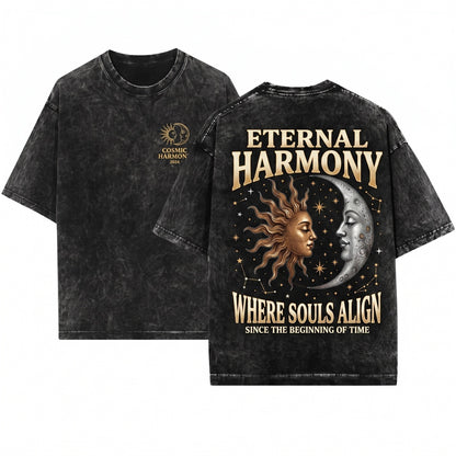 Vintage Sun Moon Celestial Mystic Astrology Graphic Boho Cosmic Art Spiritual Gift Unisex Wash T-Shirt
