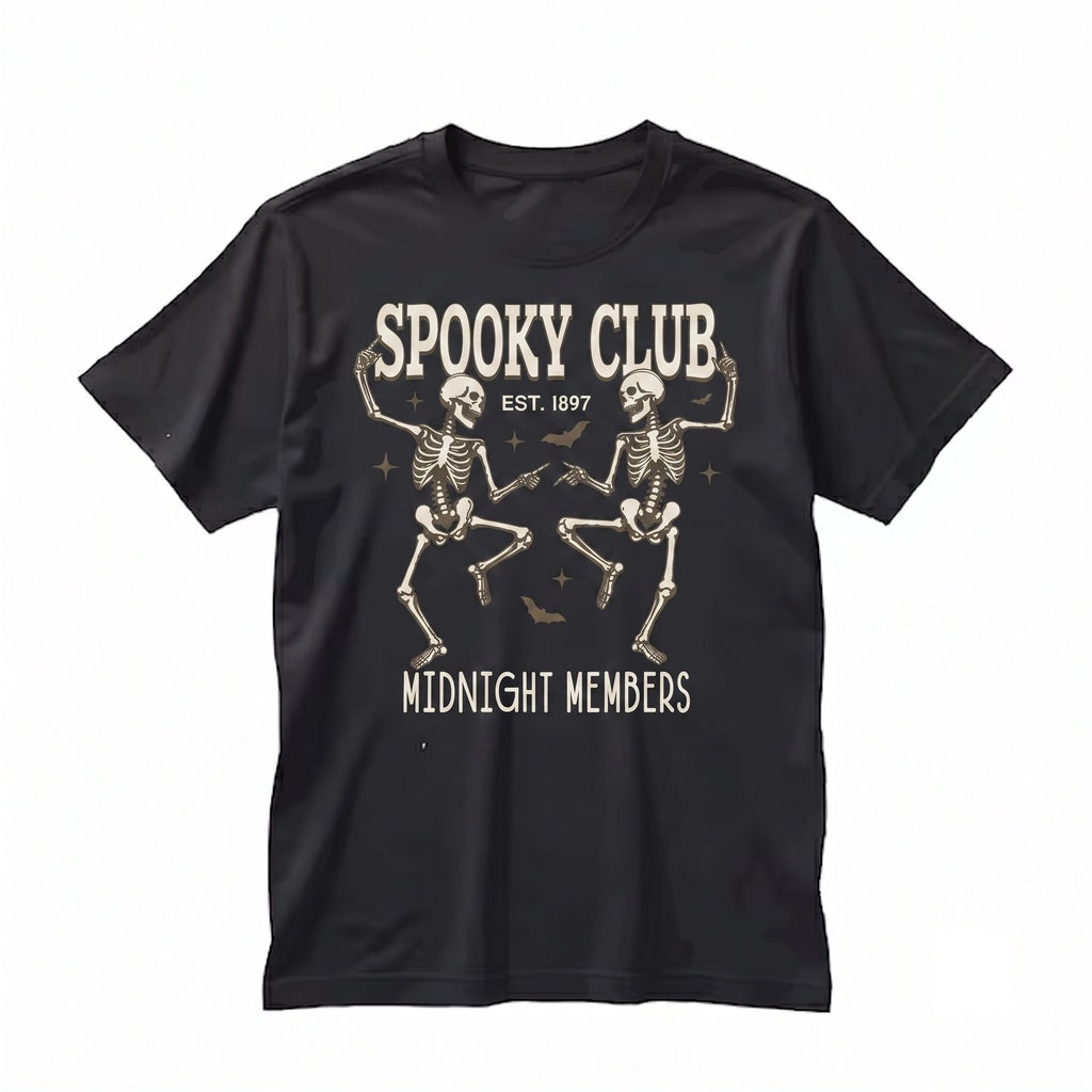 Spooky Club Dancing Skeleton Halloween Graphic Unisex TShirt