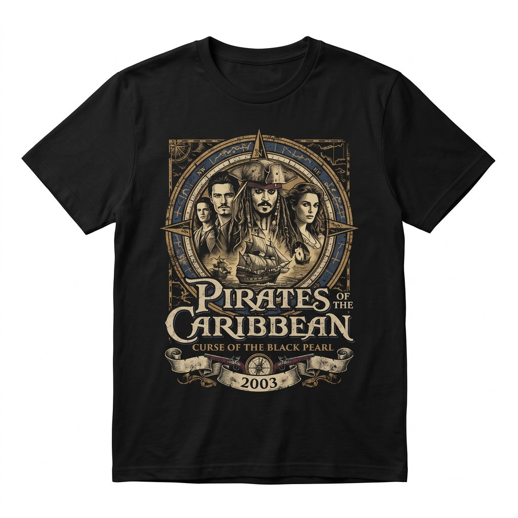 Vintage Sea Buccaneer Crew Graphic Curse of the Black Pearl Theme Jack Sparrow Land Yo Ho A Pirates Life For Me Unisex TShirt