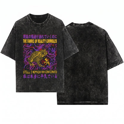 Fabric of Reality Frog Vintage Japanese Aesthetic Graphic Unisex Wash T-Shirt