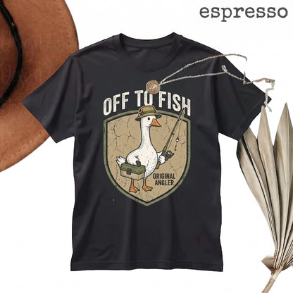 Funny Off To Fish Goose Angler Fathers Day Gift Graphic Unisex TShirt