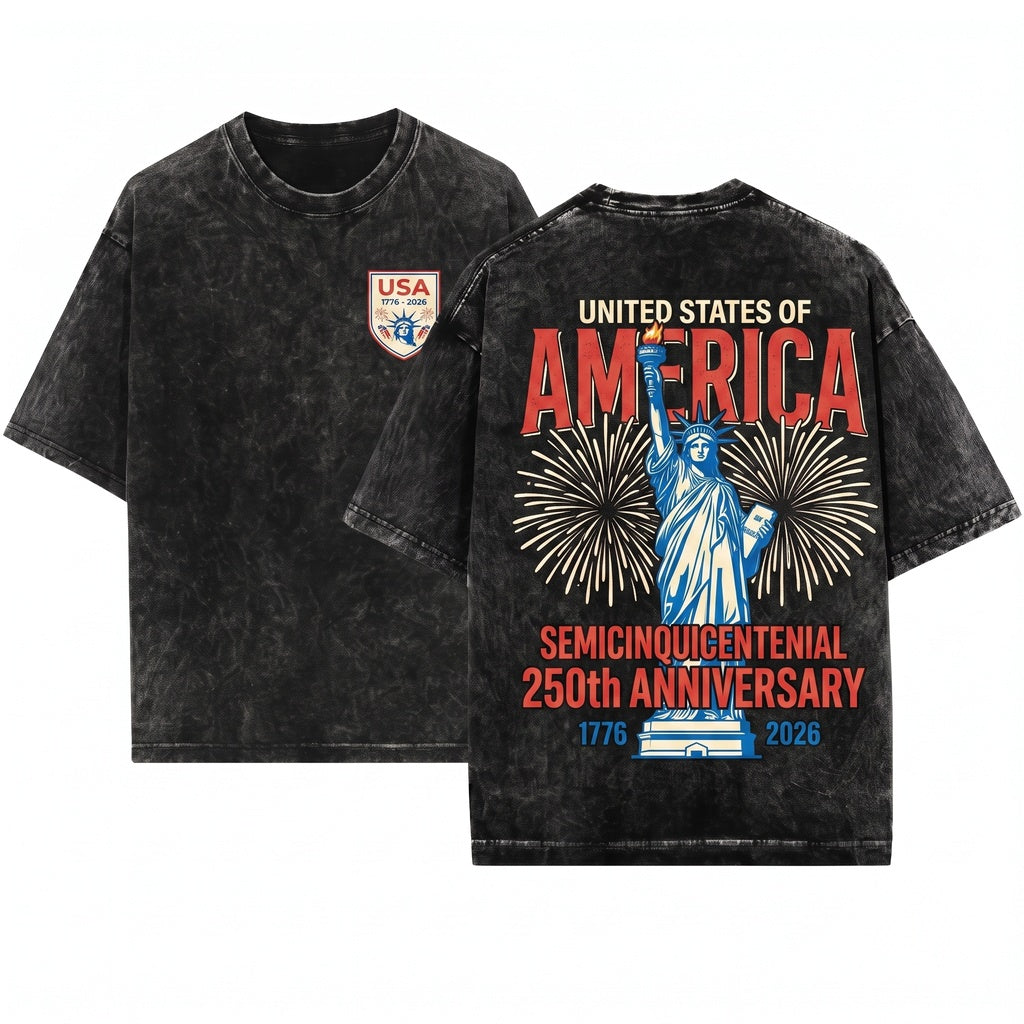 Statue Of Liberty United States Semiquincentennial 250 Years Patriotic USA Unisex Wash T-Shirt