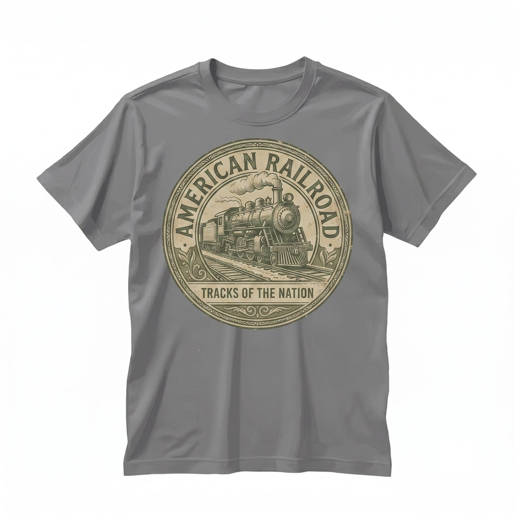 Patriotic USA Flag Locomotive Railroad Engineer Graphic Gift for Train Enthusiasts Unisex TShirt