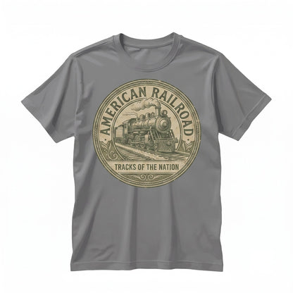 Patriotic USA Flag Locomotive Railroad Engineer Graphic Gift for Train Enthusiasts Unisex TShirt