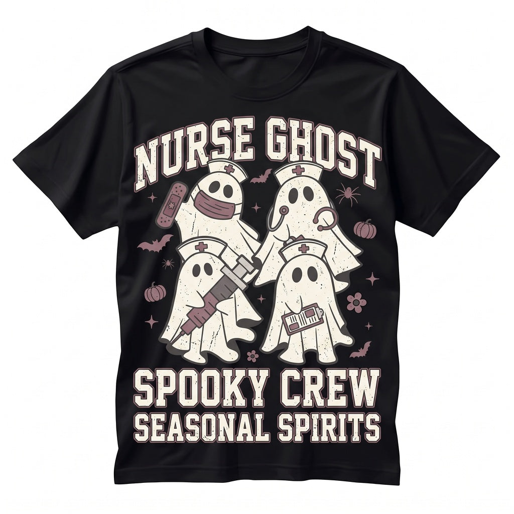 Pink Halloween Ghost Nurse Coquette Aesthetic Crew Fall Gift Graphic Apparel, Unisex TShirt