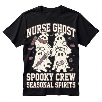 Pink Halloween Ghost Nurse Coquette Aesthetic Crew Fall Gift Graphic Apparel, Unisex TShirt