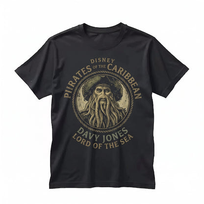 Vintage Davy Jones Sea Monster Jack Sparrow Pirate Graphic Theme Park Unisex TShirt