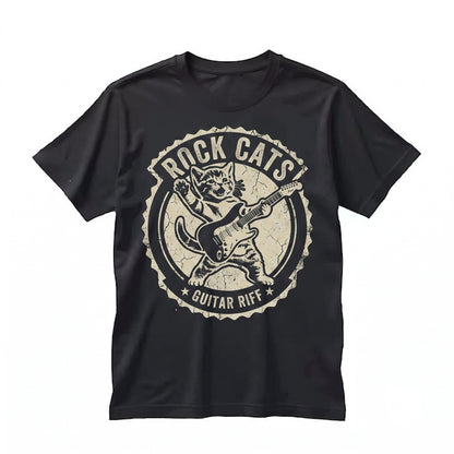 Funny Kitten Playing Electric Guitar Rocker Musician Gift for Cat Lovers Graphic Apparel Unisex TShirt