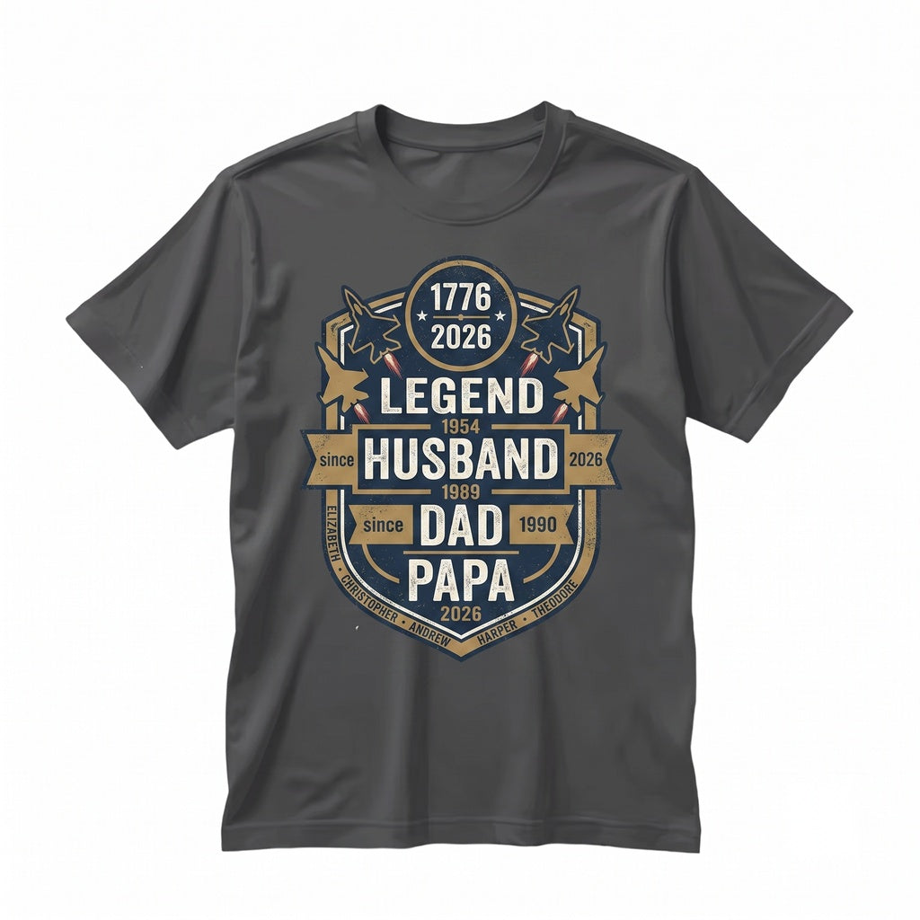 Personalized American 250th Anniversary 4th of July Dad Papa Grandpa Husband Legend Custom Name Unisex TShirt