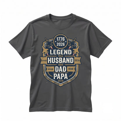 Personalized American 250th Anniversary 4th of July Dad Papa Grandpa Husband Legend Custom Name Unisex TShirt