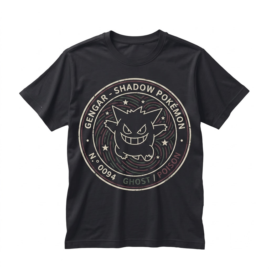 Vintage Wash Gengar Anime Graphic Oversized Mineral Garment Dyed Ghost Character Double Sided Cotton Top Fan Gift Unisex TShirt