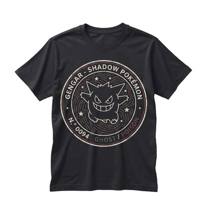 Vintage Wash Gengar Anime Graphic Oversized Mineral Garment Dyed Ghost Character Double Sided Cotton Top Fan Gift Unisex TShirt
