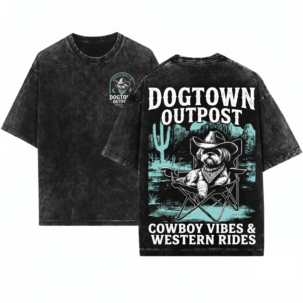Cowboy Shih Tzu Western Country Ranch Dog Vintage Mom Dad Gift Unisex Wash T-Shirt