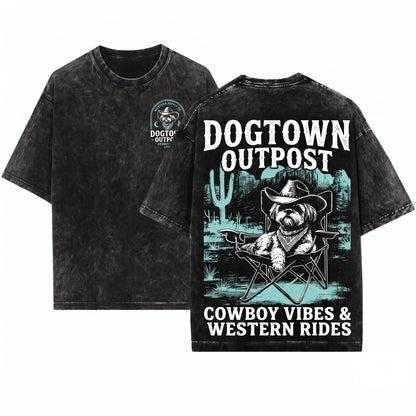 Cowboy Shih Tzu Western Country Ranch Dog Vintage Mom Dad Gift Unisex Wash T-Shirt