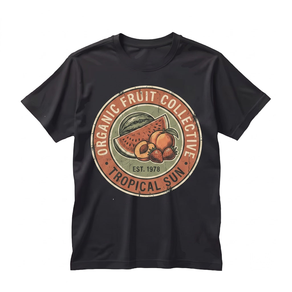 Cute Retro Tropical Fruit Labels Graphic Colorful Summer Vacation Sunshine Beach Unisex TShirt