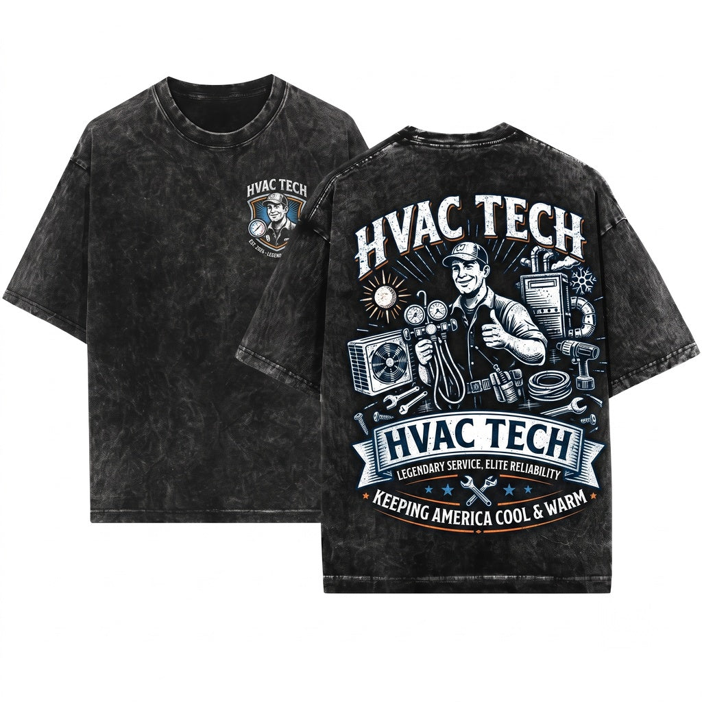 HVAC Technician AC Repairman Heating Cooling Furnace Service Tradesman Gift Keep Hot Unisex Wash T-Shirt