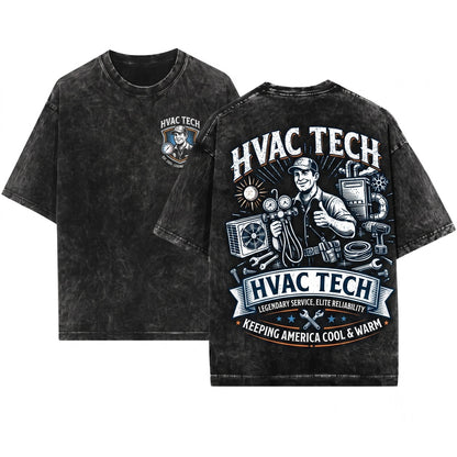 HVAC Technician AC Repairman Heating Cooling Furnace Service Tradesman Gift Keep Hot Unisex Wash T-Shirt