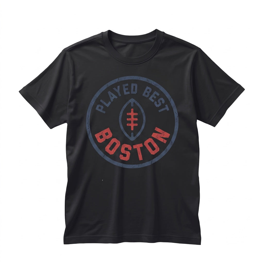 Vintage Boston Football Graphic New England Retro Double Sided Print Crewneck Apparel Unisex TShirt