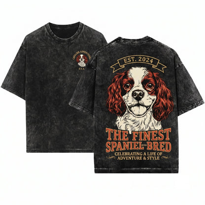 Cavalier King Charles Spaniel Dog Breed Pet Animal Lover Crewneck Unisex Wash T-Shirt