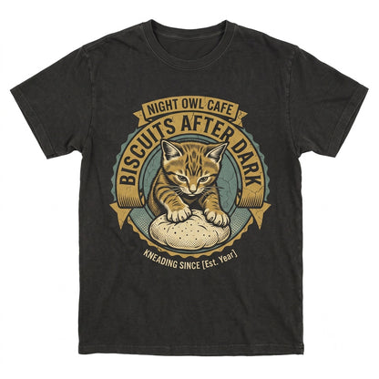 Orange Tabby Cat Baking Biscuits After Dark Graphic Kitty Kneading Lover Baker Gift Apparel Unisex TShirt
