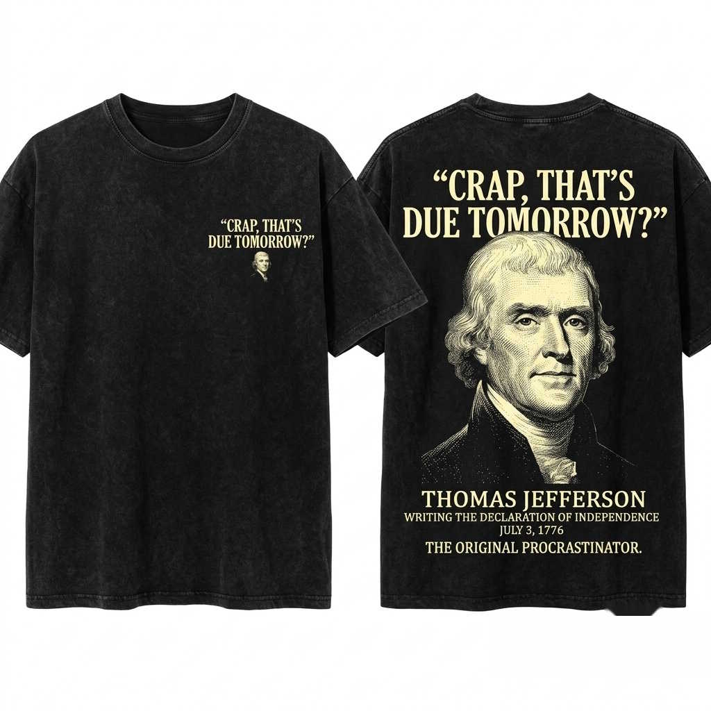 Thats Due Tomorrow Thomas Jefferson Funny 4th July USA Patriotic American President Independence Day Gift Unisex Wash T-Shirt