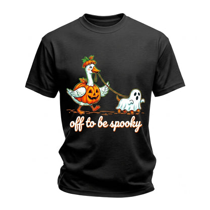 Off To Be Spooky Pumpkin Goose Walking Ghost Dog Cute Halloween Animal Lover Fall Gift Unisex TShirt