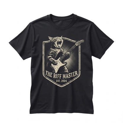 Vintage Rock Cat Playing Guitar Retro Funny Feline Musician Lover Novelty Gift Graphic Unisex TShirt
