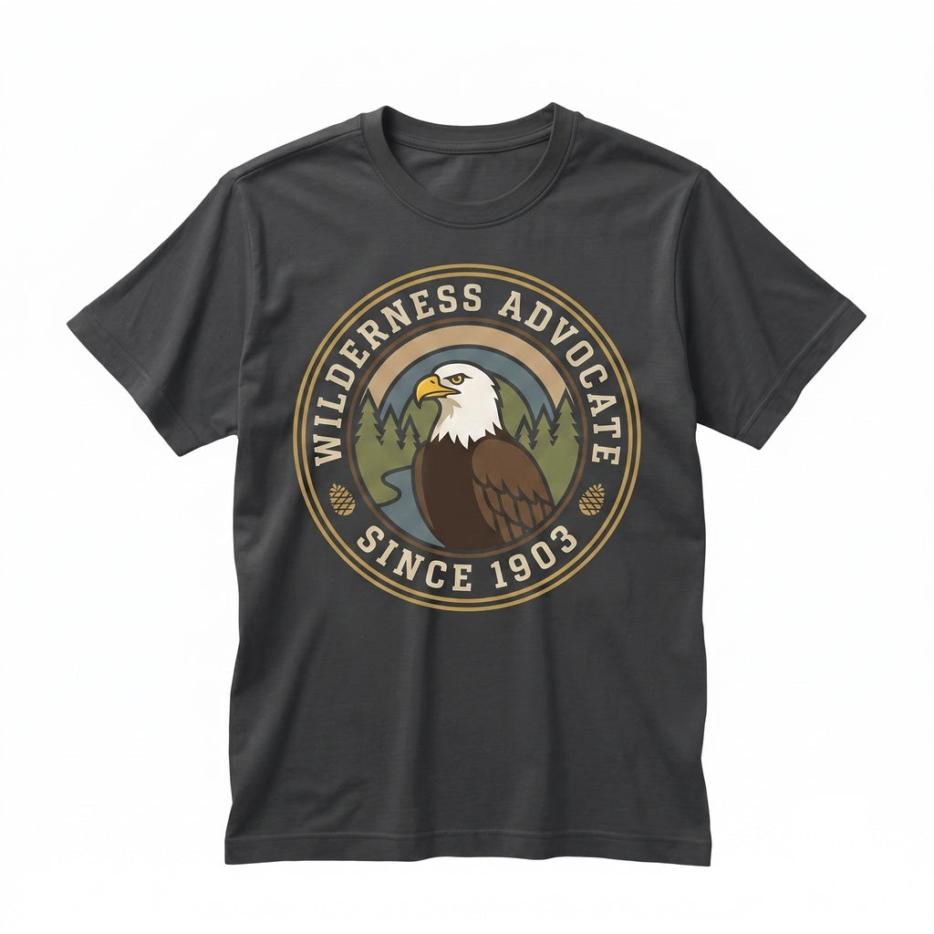 Vintage Bald Eagle Pine Forest Graphic American Wildlife Rustic Nature Lover Gift Unisex TShirt