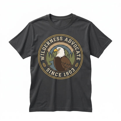 Vintage Bald Eagle Pine Forest Graphic American Wildlife Rustic Nature Lover Gift Unisex TShirt
