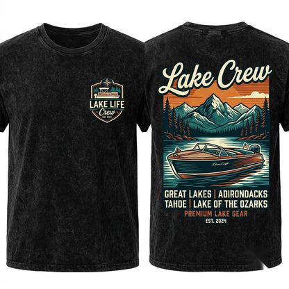 Custom Personalized Family Lake House Vacation Matching Crew Trip Unisex Wash T-Shirt
