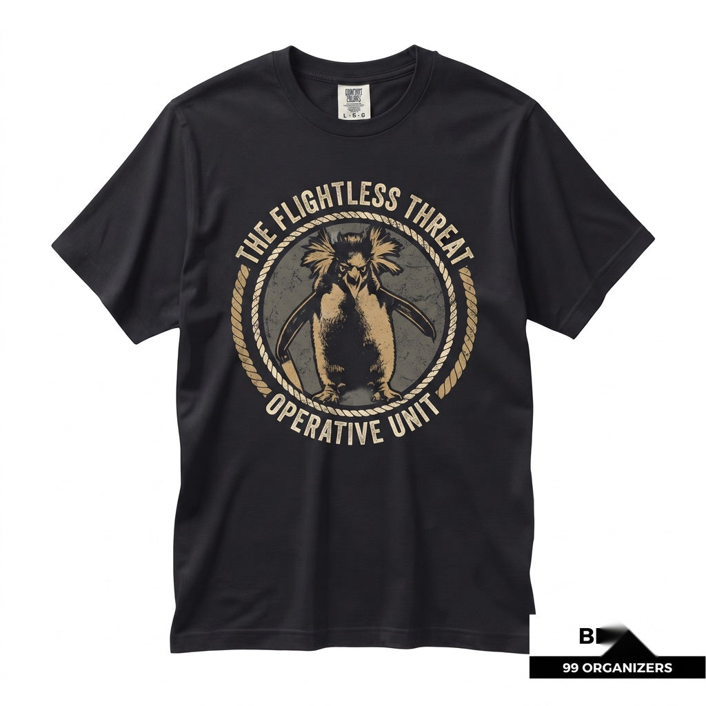 Flight Was Never an Option Armed Penguin Knife Sarcastic Animal Vintage Dark Humor Funny Meme Unisex TShirt