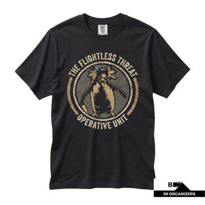 Flight Was Never an Option Armed Penguin Knife Sarcastic Animal Vintage Dark Humor Funny Meme Unisex TShirt