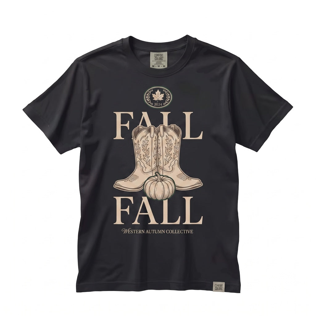 Fall Cowboy Boots Graphic Western Autumn Country Aesthetic Unisex TShirt