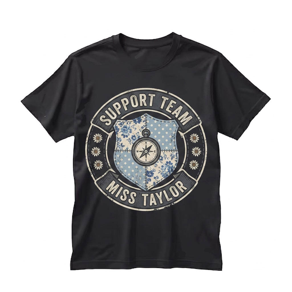 Custom School Name Teacher Support Staff Matching Group Faux Patchwork Back To Unisex TShirt