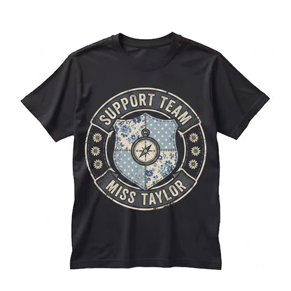 Custom School Name Teacher Support Staff Matching Group Faux Patchwork Back To Unisex TShirt