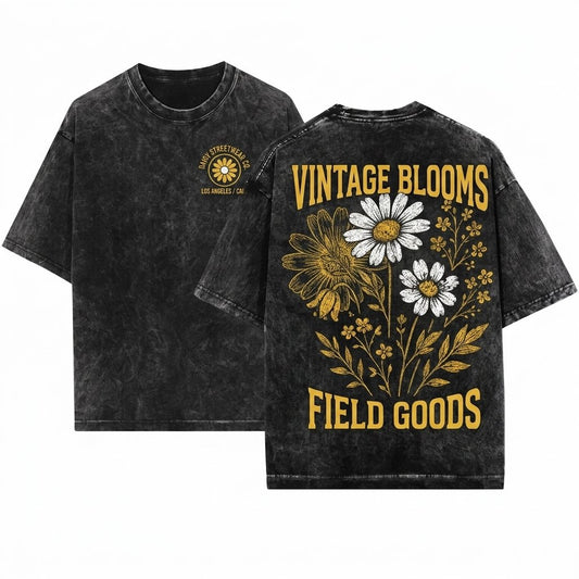 Vintage Wildflower Botanical Graphic Floral Nature Garden Lover Gift Boho Plant Art Daisy Top Unisex Wash T-Shirt