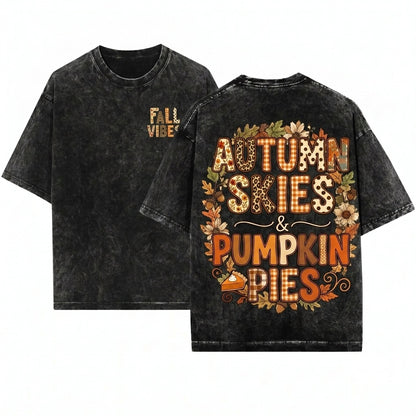 Trendy Fall Womens Autumn Vibes Unisex Wash T-Shirt