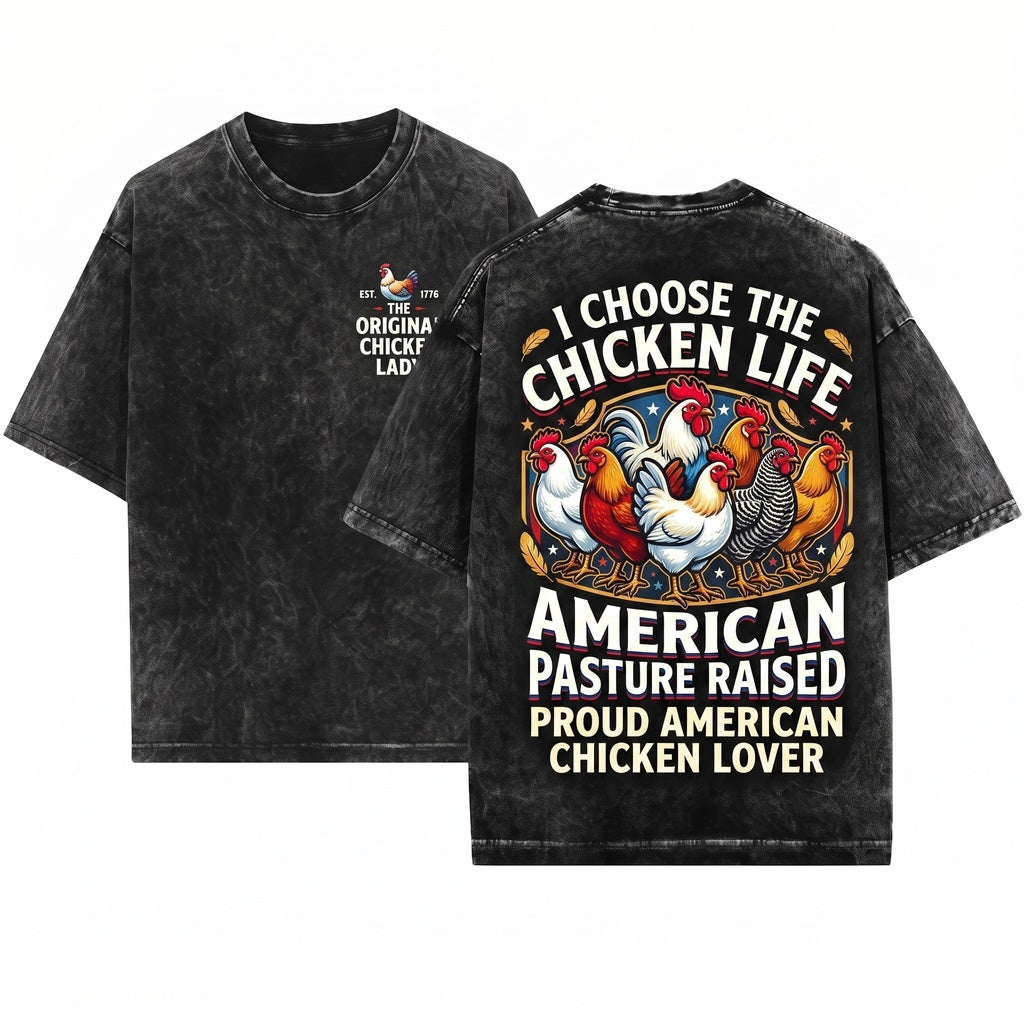 Just A Girl Who Loves Chickens Cute Animal Farm Graphic Vintage Women Unisex Wash T-Shirt