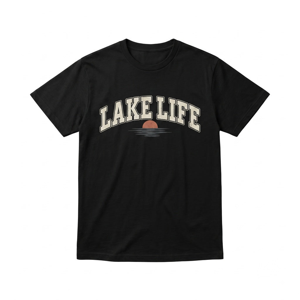 Lake Life Athletic Font Vacation Pullover Cabin Summer Apparel Unisex TShirt