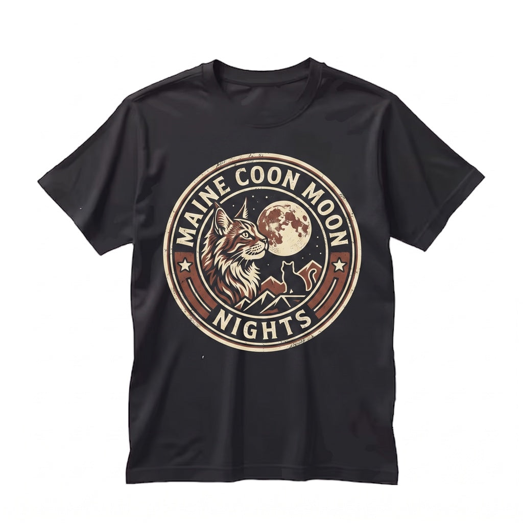 Maine Coon Howling to The Moon Vintage 90s Retro Graphic Cat Mom Gift Unisex TShirt