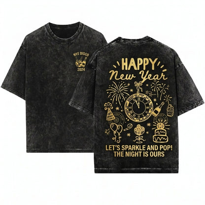 Happy New Year 2026 Party Hello Sweatshirt Unisex Wash T-Shirt