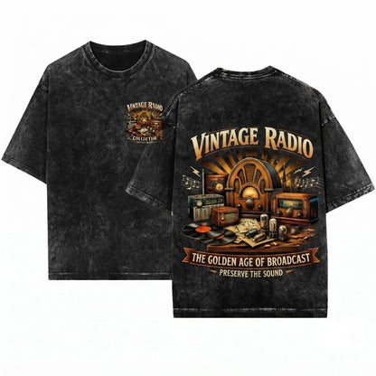 Vintage Radio Retro Collector Classic Electronics Nostalgic Music Tuned Past Unisex Wash T-Shirt
