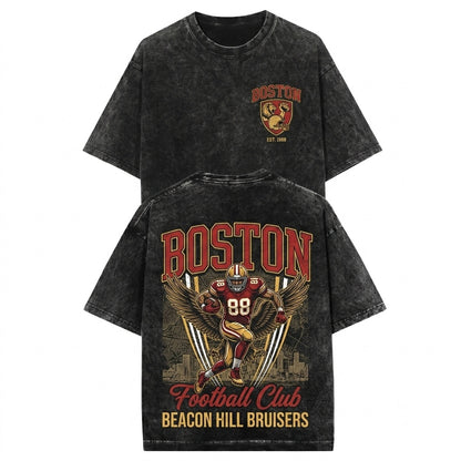 Boston Retro New England Sports Fan Athletic Crewneck Sweater Unisex Wash T-Shirt